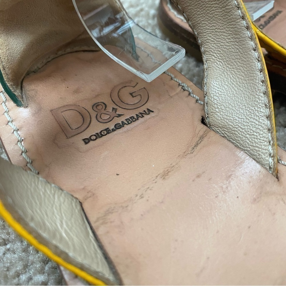 Dolce & Gabbana | Women's Multicolor Patent Leather Gladiator Flats Size 37 - Picture 4 of 11